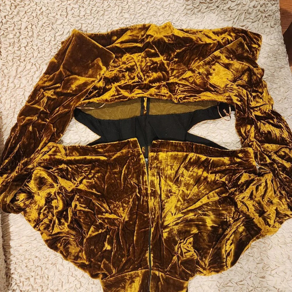 Marques Almeida Velvet Cut-Out Top, NWT, Brown/Gold, Size M - Picture 2 of 4